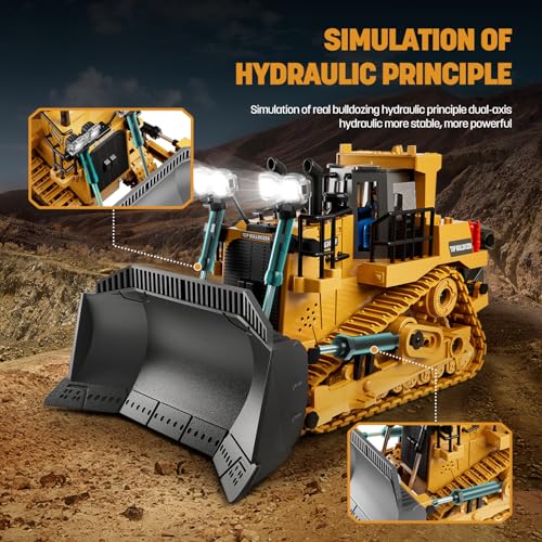 Remote Control Excavator Construction Toy for Boys, 11CH with Metal Shovel and Lights N4221