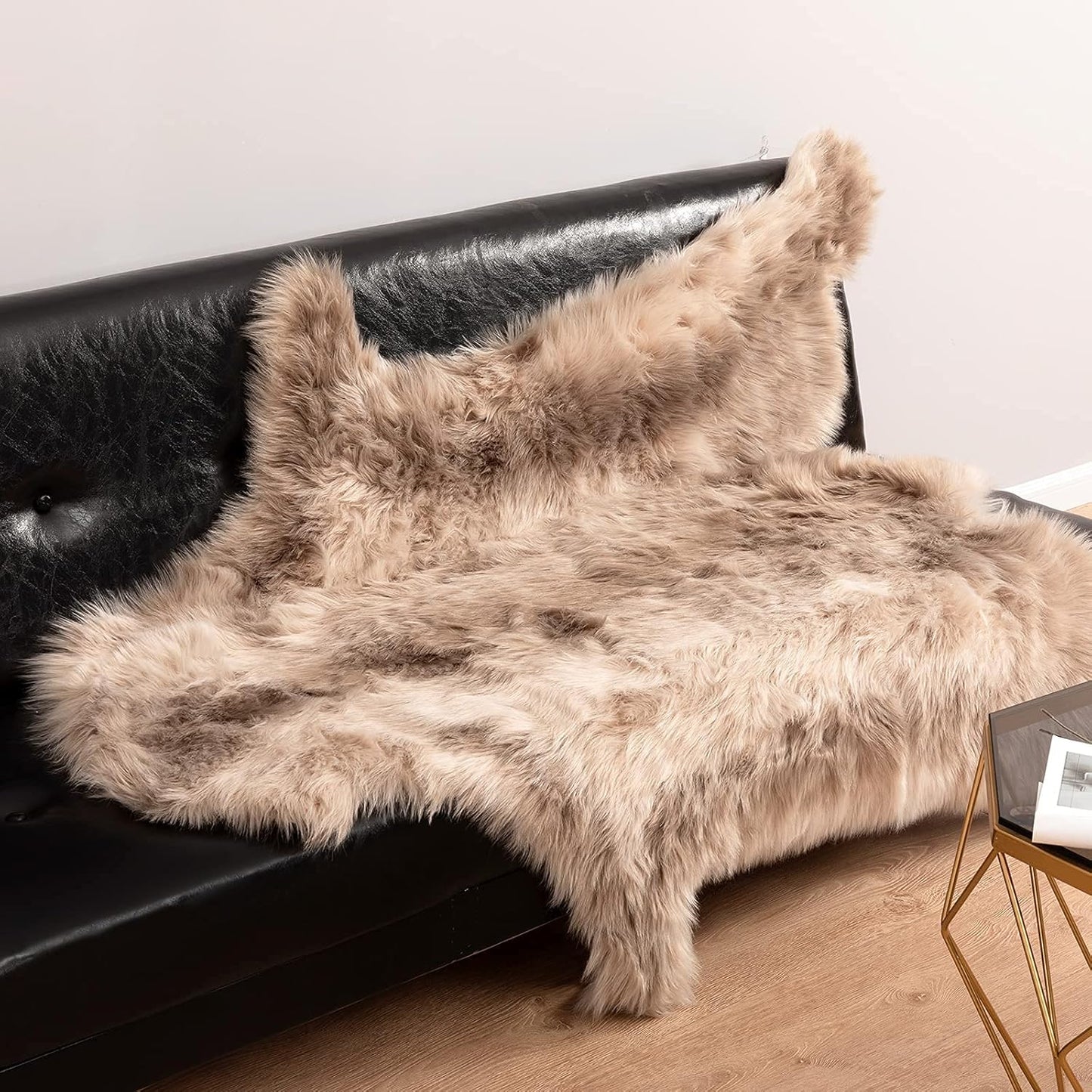 Faux Fur Area Rug for Bedroom Living Room, 4ft x 5ft, Brown F280