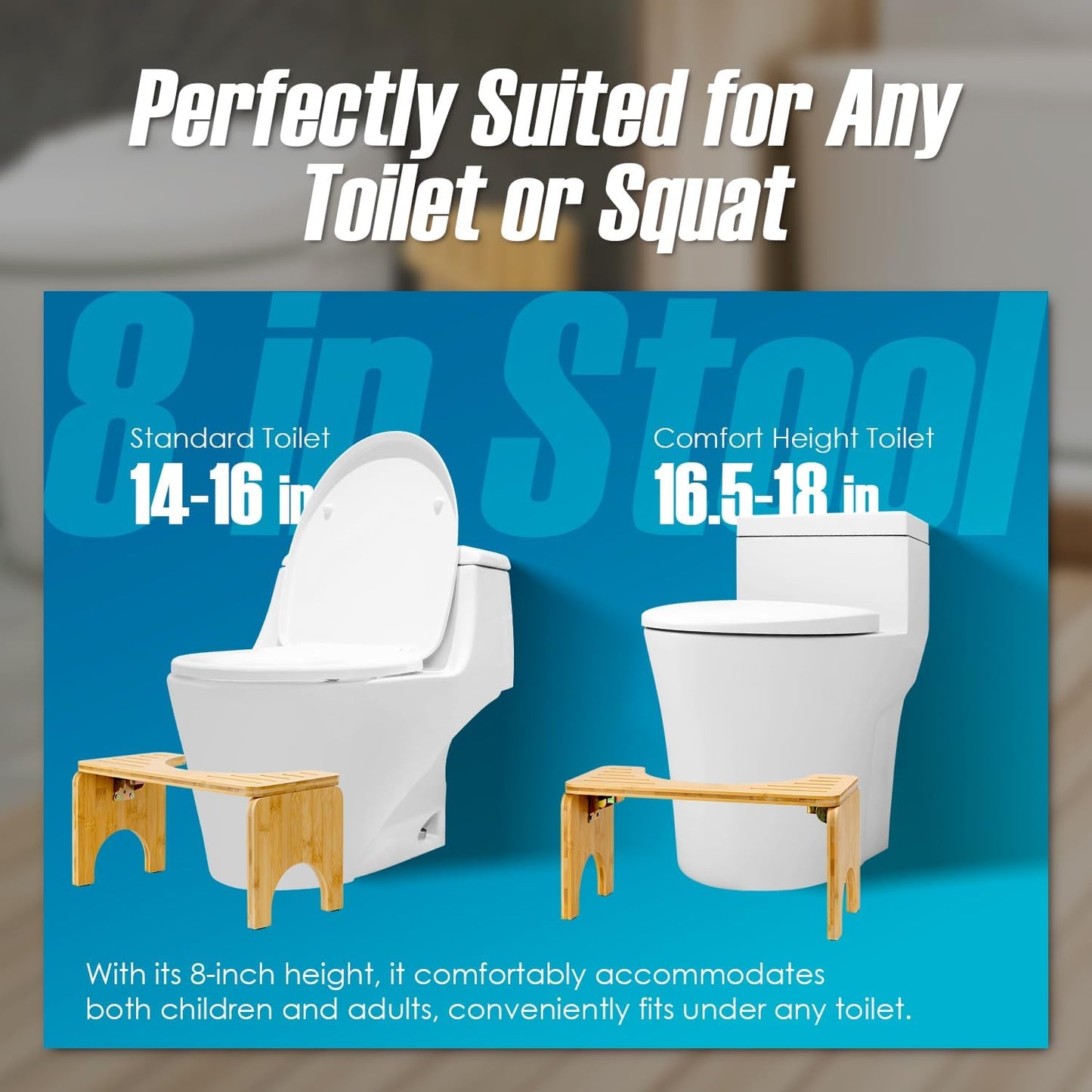 Foldable Bamboo Toilet Squat Stool with Non-Slip Pads X940937