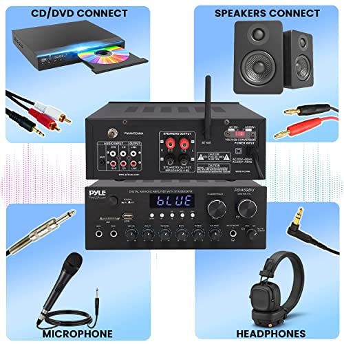 Stereo Power Amplifier 200W Peak with Bluetooth, LED Display, Dual Channel Receiver O439689