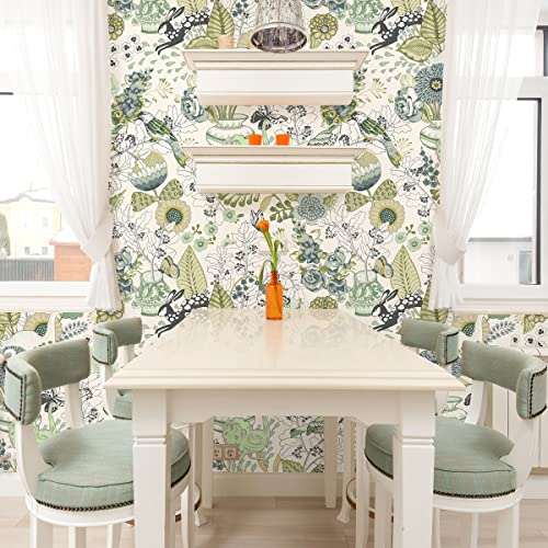 Floral Peel and Stick Wallpaper Green Plants Flower Contact Paper O631