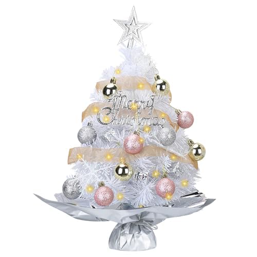 Mini Christmas Tree with 50 LED Lights 24 Inch Tabletop Prelit Artificial Tree J785647
