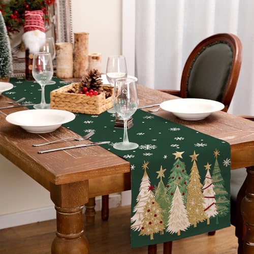 Christmas Table Runner 13x72 Inch, Red Winter Holiday Decor S612