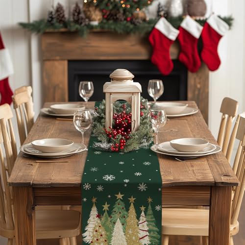 Christmas Table Runner 13x72 Inch, Red Winter Holiday Decor S612
