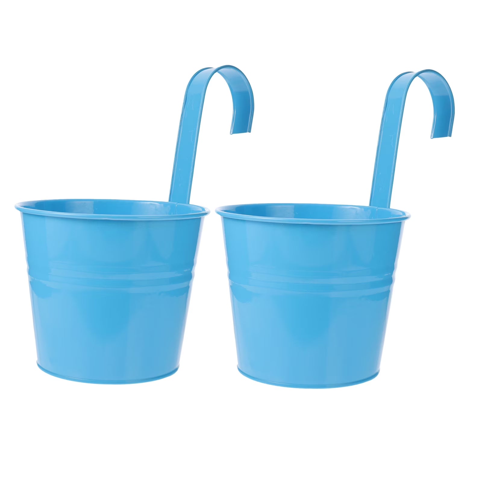 2 Pcs Vintage Hanging Flower Pots Plant Bucket Tinplate Planters