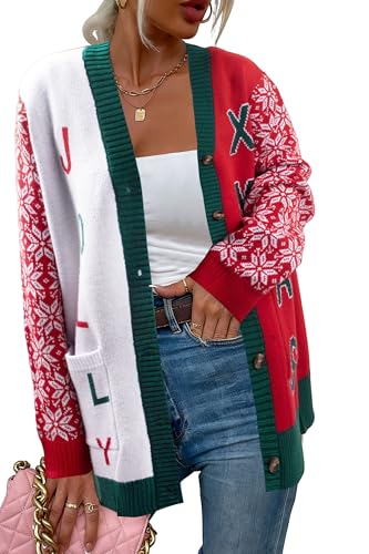 Funny Christmas Cardigan for Women Open Front Knit Coat U698