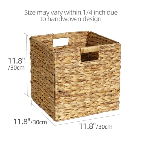 Wicker Storage Cubes with Handles, Foldable Square Baskets X80598