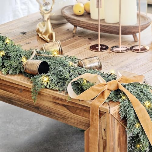 9ft Prelit Faux Pine Garland with Lights for Mantle Q9088