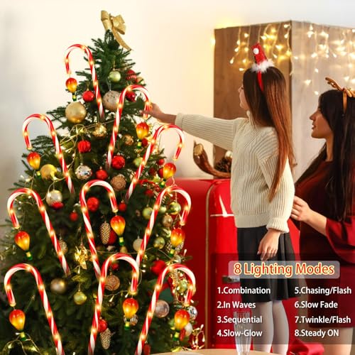 Outdoor Solar Christmas Decorations, 180 LED Candy Cane Lights, 8 Modes, Waterproof M23825