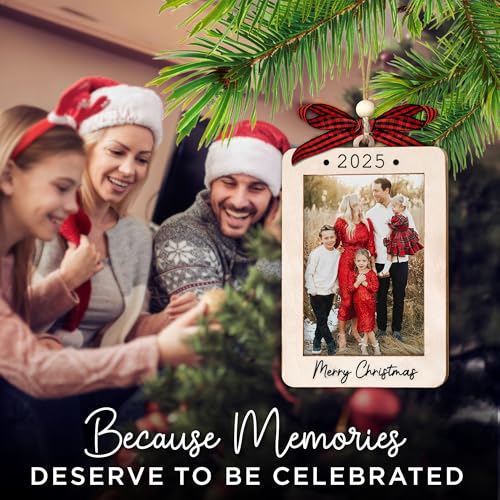 Christmas Ornament Picture Frame - Wooden Landscape Photo Frame for Tree U75225