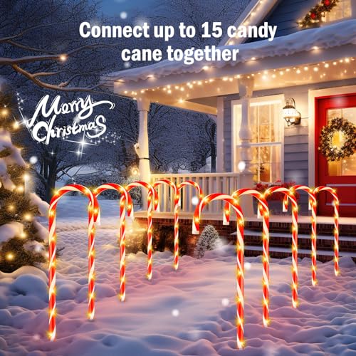 Solar Candy Cane Lights Outdoor Pathway, 8 Modes LED Christmas Decorations G8051