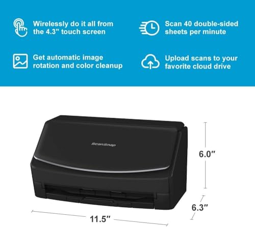 Wireless Document & Photo Scanner, Touchscreen, Cloud Enabled, 40 PPM, Black Z75862