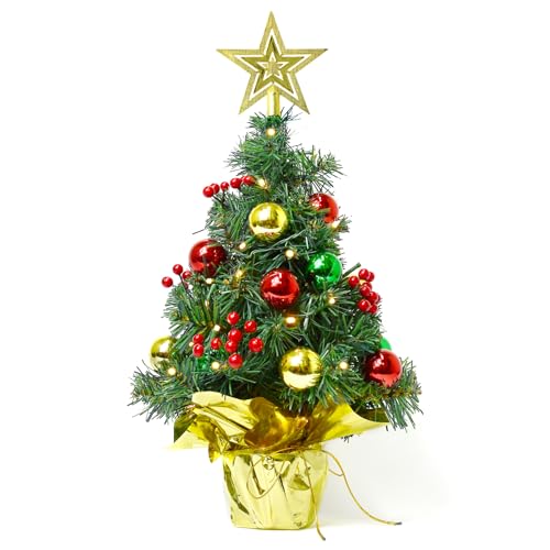 Tabletop Christmas Tree with LED Lights, 22-Inch Pre-Decorated Artificial Tree I848860