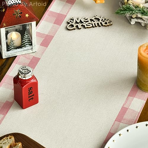 Buffalo Plaid Christmas Trees Table Runner, Winter Holiday Kitchen Dining Decor, 13 x 108 Inch A940