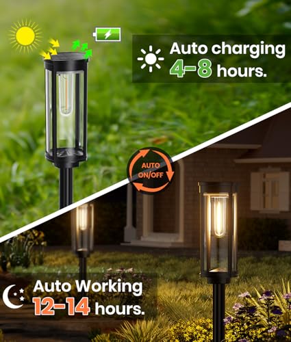 Solar Pathway Lights Outdoor, IP65 Waterproof, Auto On/Off Z346