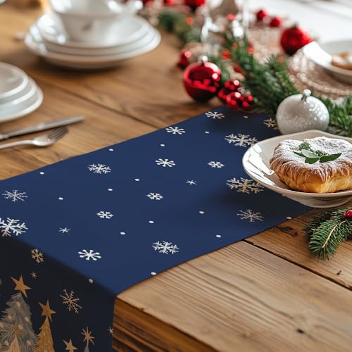 Christmas Table Runner 13x72 Inch, Red Winter Holiday Decor S612