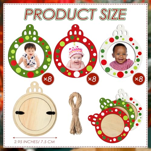 24 Pcs Christmas Photo Ornament Frames for Baby First Christmas Tree Keepsake F1934