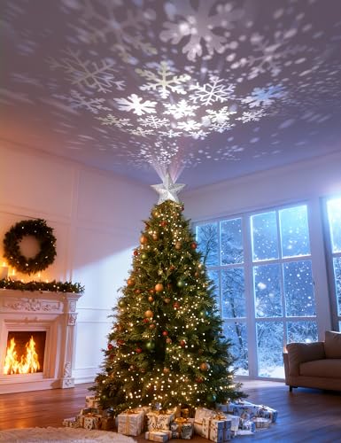 3D Lighted Christmas Star Tree Topper with Rotating Projector K155491