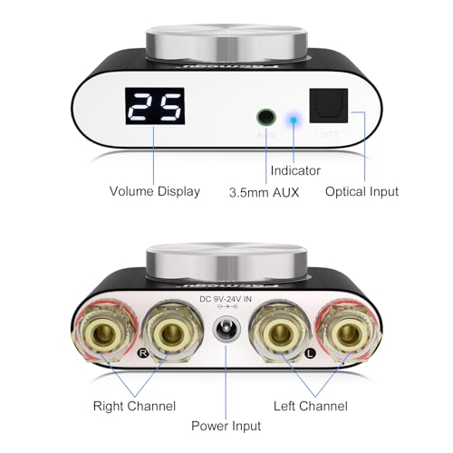 160W Mini Bluetooth 5.0 Power Amplifier, 2 Channel Stereo Hi-Fi Digital Amp W6936