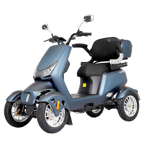 Heavy Duty 4 Wheel Mobility Scooters for Adults, 800W Powered All Terrain Mobility Scooters with Seat and Remote Control, Handicap Scooters for Seniors Outdoor Long Range Travel (Sliver)
