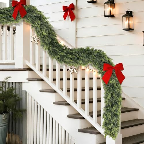 9ft Cedar Garland for Fireplace - Artificial Christmas Garland with Realistic Faux Pine Needles U95208