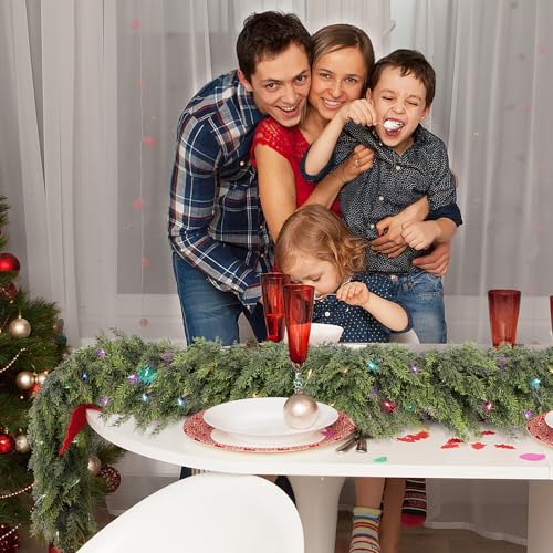 9ft Prelit Faux Pine Garland with Lights for Mantle Q9088
