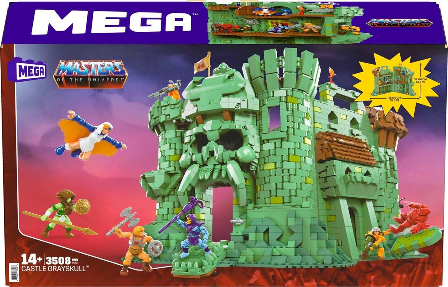 Castle Grayskull Building Set with 3508 Pieces, 6 Poseable Figures, 13+ Inches Tall G298312