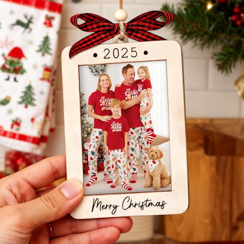 Christmas Ornament Picture Frame - Wooden Landscape Photo Frame for Tree U75225