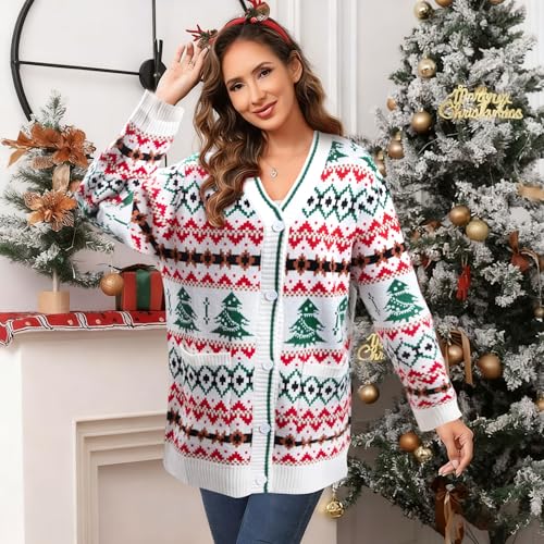 Funny Christmas Cardigan for Women Open Front Knit Coat U698