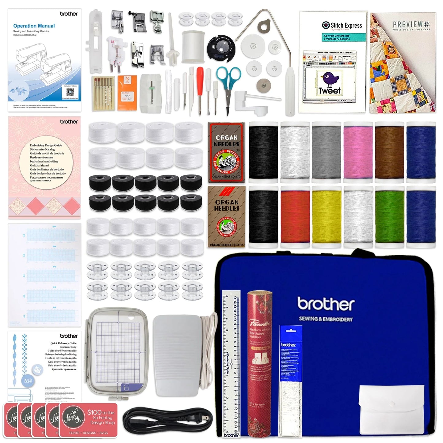 Sewing and Embroidery Machine with Deluxe Bundle V68981