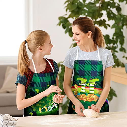 Christmas Aprons Pink Xmas Tree Santa Deer Buffalo Plaid Adjustable Kitchen Cooking B960408