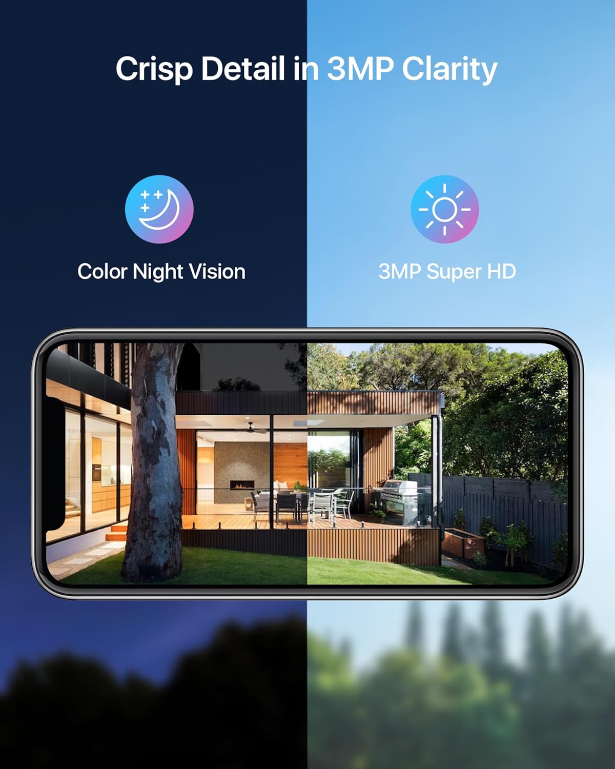 8 Channel 2K Wireless Security Camera System, 4 x 3MP WiFi IP Camera with Color Night Vision T504