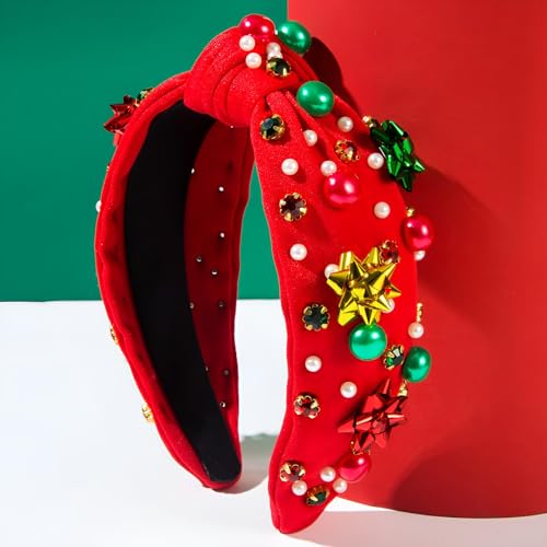 Christmas Pearl Rhinestone Headband for Women Holiday Party Hair Accessory T16873