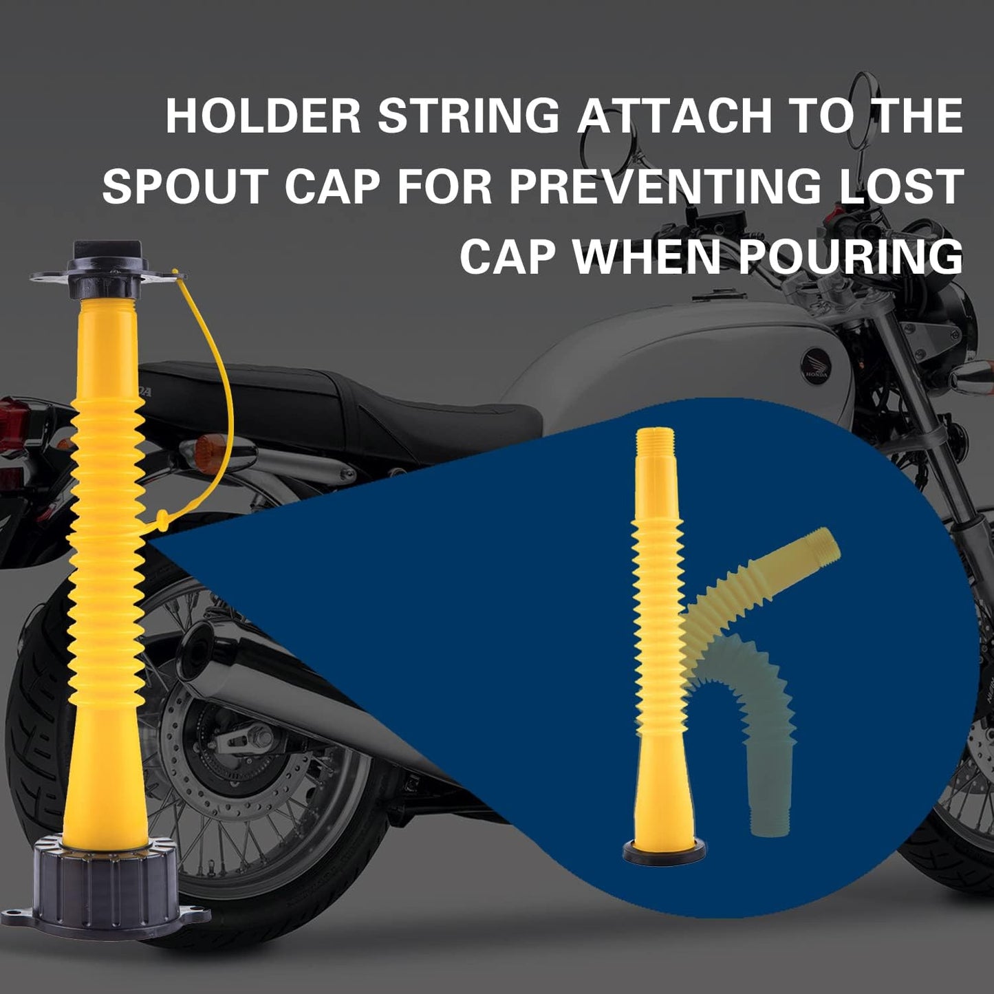 Flexible Gas Can Spout Replacement with Coarse and Fine Thread Caps G2613