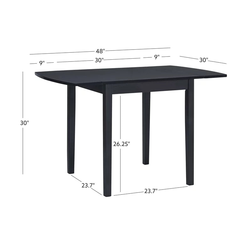 Square Wood Drop Leaf Table in Black O4185