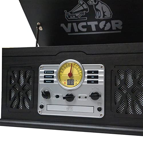 7-in-1 Turntable Music Center with 3-Speed Record Player, CD/MP3/Cassette Player, FM Radio, Bluetooth, Stereo Speakers G236608