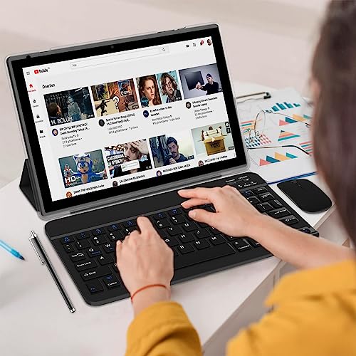 Tablet 10.1 inch Android 14 with Keyboard Case, Mouse, Stylus, 8GB+64GB, HD Touch Screen, Dual Camera, Wi-Fi, Blue W566112
