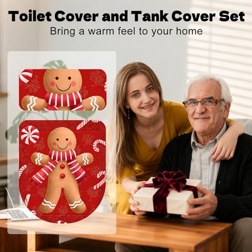Christmas Toilet Lid Cover, Washable Bathroom Accessory O828