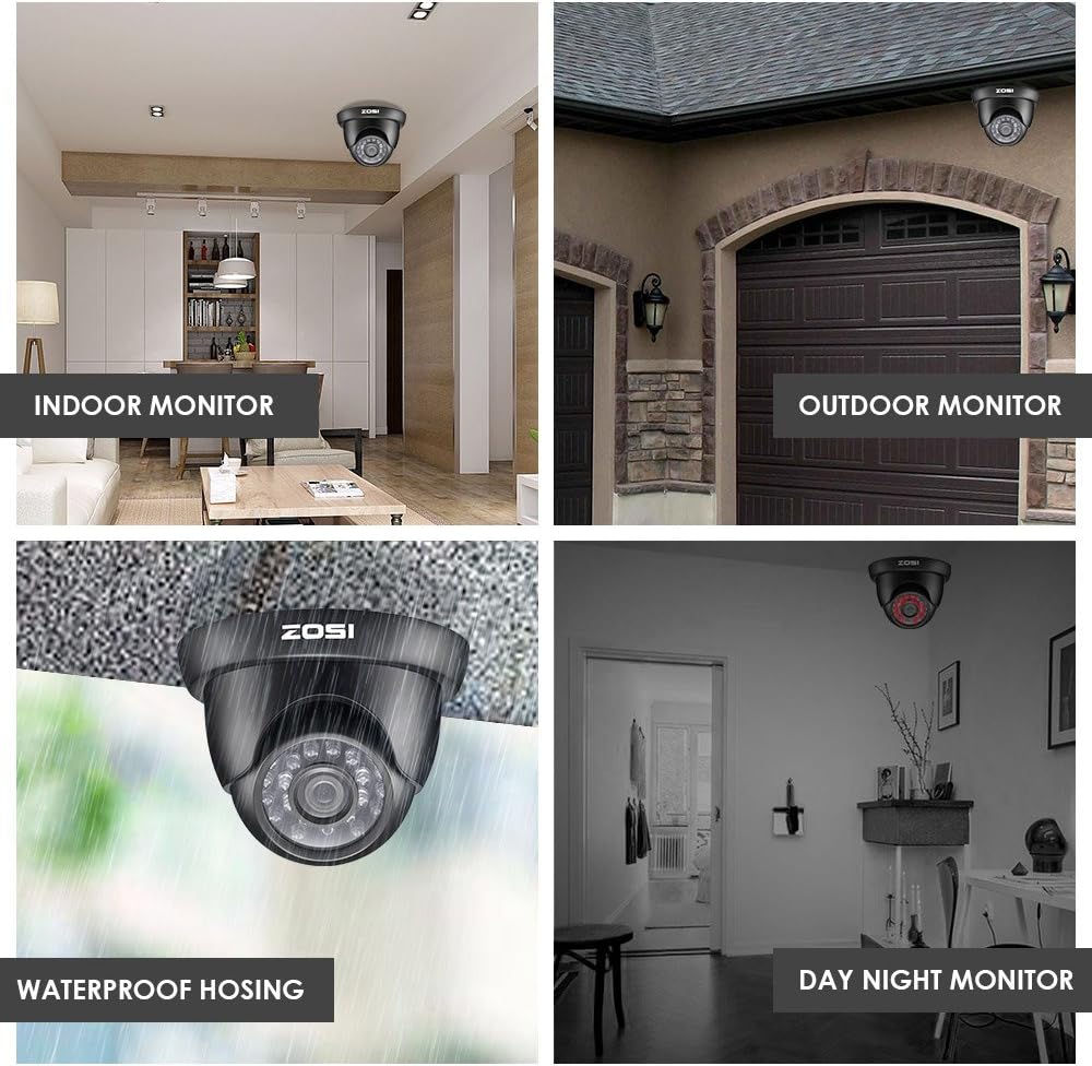 Home Security Camera System 8 Channel 1080P DVR with 4 Dome Cameras W2784