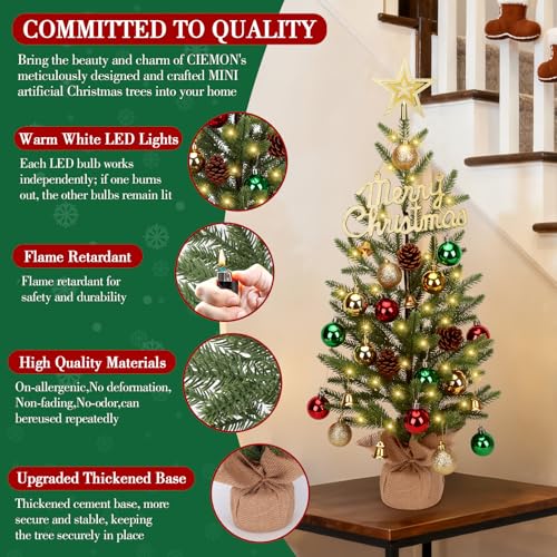 24-inch Tabletop Christmas Tree with 30 LED Lights and 26 Ornaments Z769665