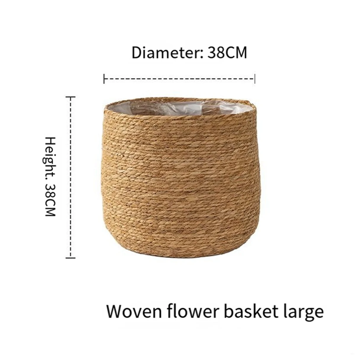 Woven Seagrass Plant Pot with Plastic Insert H39480