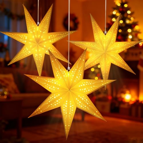 Christmas Paper Snowflake Lanterns with LED Lights for Holiday Party Decor Q23741