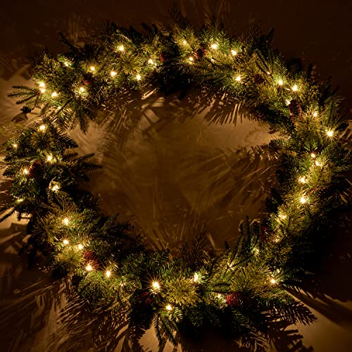 Pre-lit Christmas Garland 9ft with 50 LED Lights, Battery Operated I824