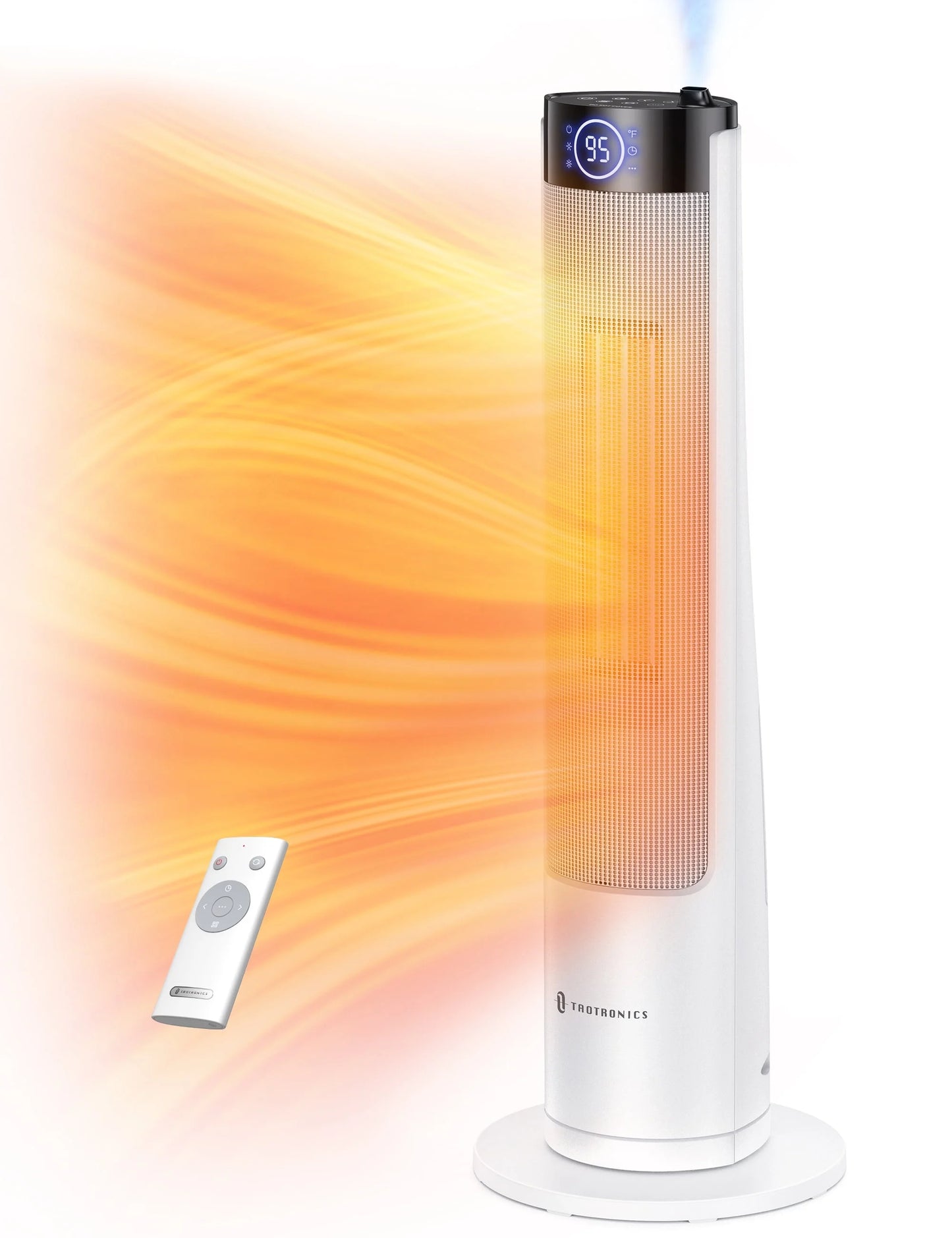 Space Heater Humidifier Combo, TaoTronics 2-in-1 Tower Space Heater Indoor with Adjustable Thermostat, 3 Heat Levels, Mist, 1L Water Tank, 12H Timer, Electric Heater for Bedroom, Office
