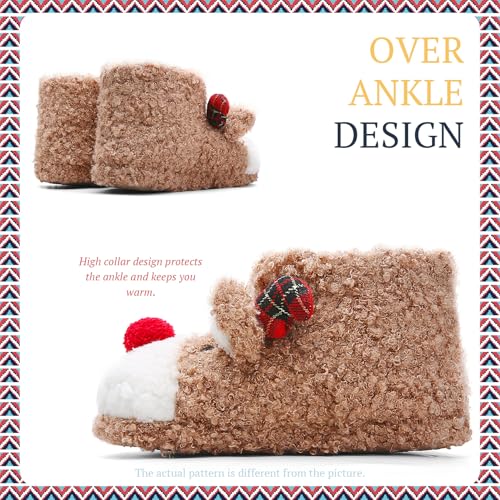 Women's Fuzzy Reindeer House Slippers Indoor Shoes S5360