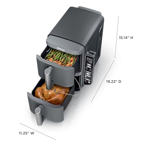 Air Fryer, 8 QT DoubleStack 2-Basket, 6-in-1, Roast & Bake, Dishwasher Safe N927