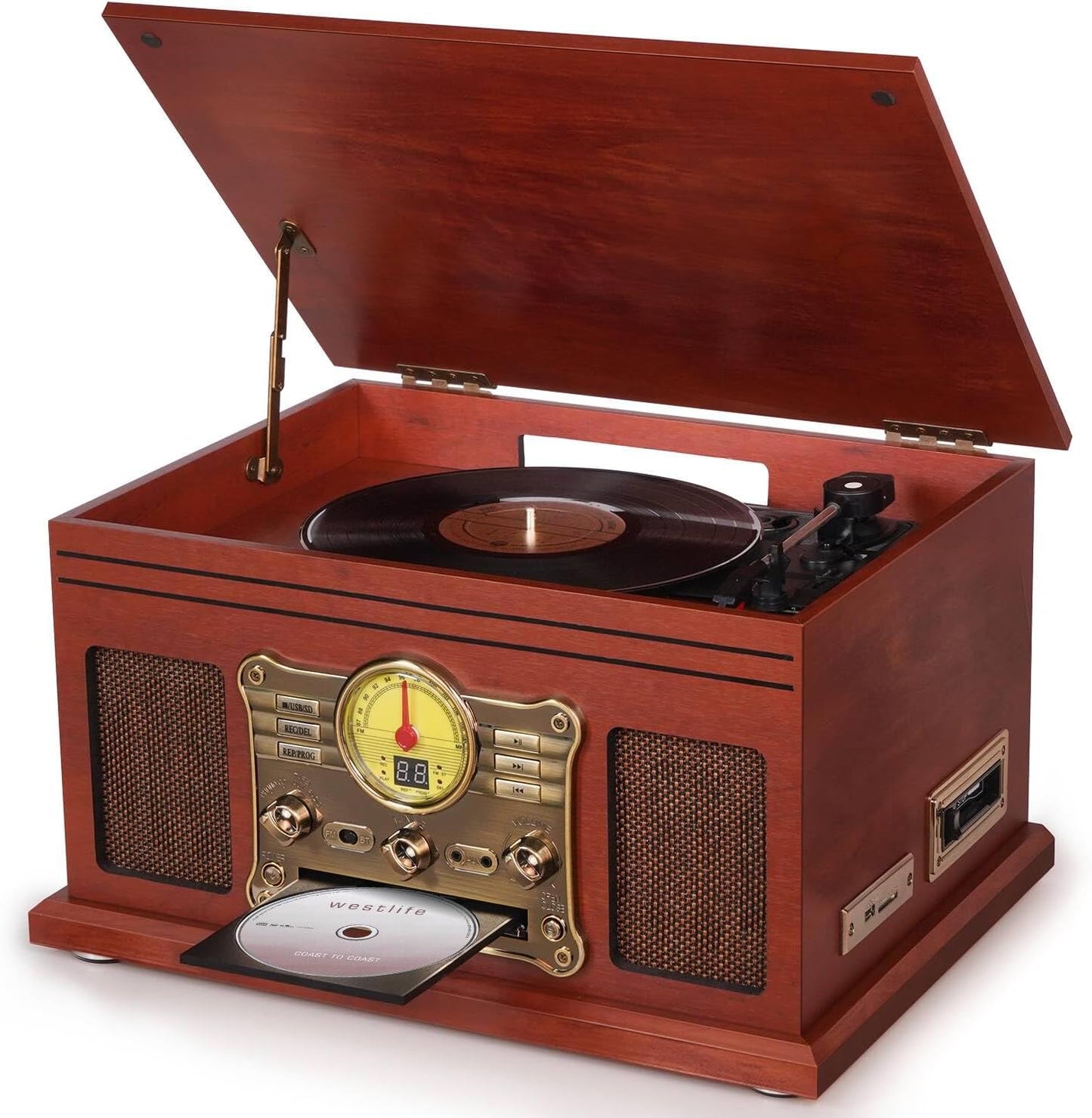 Bluetooth Record Player, 3-Speed Turntable with Speakers, LP to MP3 Converter P39757
