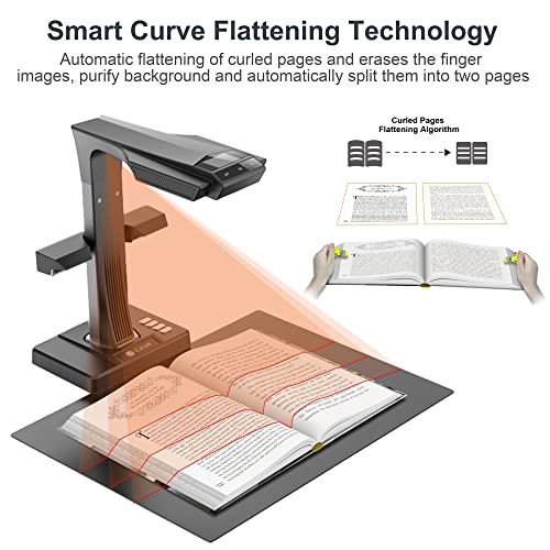 Book Scanner with Auto-Flatten, A3 Document Scanner, OCR, HDMI Support O9173