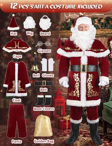Men's Deluxe Santa Claus Costume Set 12 Pieces O97720