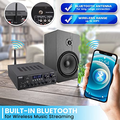 Stereo Power Amplifier 200W Peak with Bluetooth, LED Display, Dual Channel Receiver O439689